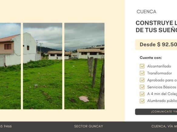 Terreno en venta Guncay Cuenca 487 m²