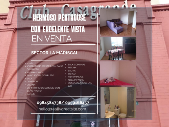 Penthouse en venta en La Mariscal Quito con vista panorámica