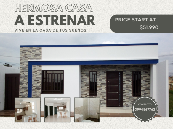 Casa por estrenar en venta norte de Guayaquil con patio
