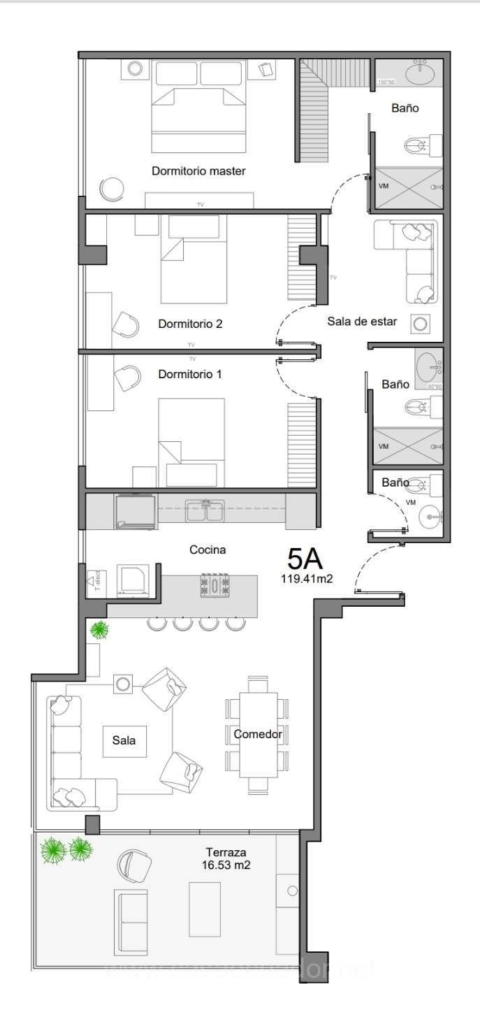 Departamento en venta en Monteserrín con 3 dormitorios