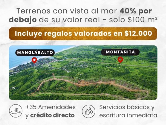 Terreno con vista al mar en Manglaralto