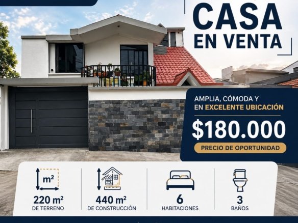 Casa En Venta 3 Pisos 6 Habitaciones 180.000