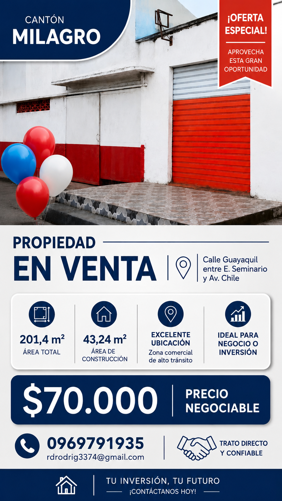 PROPIEDAD EN VENTA, centro del Cantón Milagro
