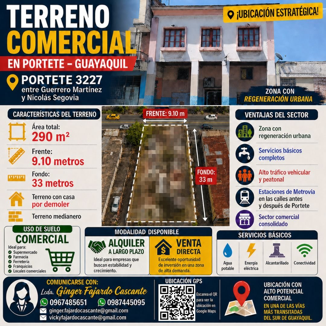 Terreno comercial en venta en Letamendi Guayaquil