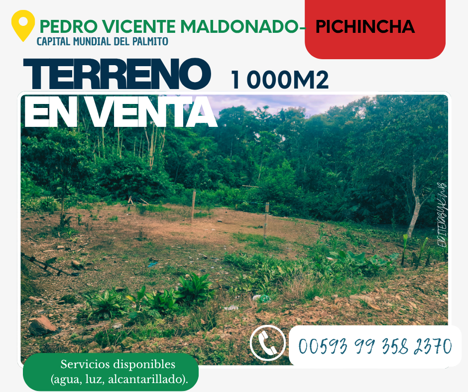 Terreno en Venta Pedro Vicente Maldonado 1000 m²