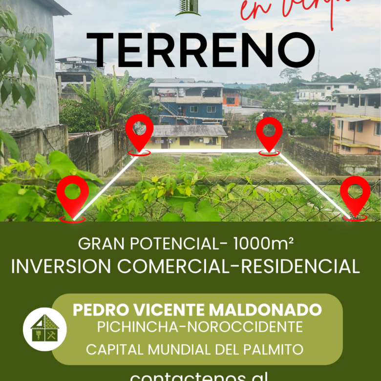 Terreno en Venta Pedro Vicente Maldonado 1000 m² Comercial y Residencial