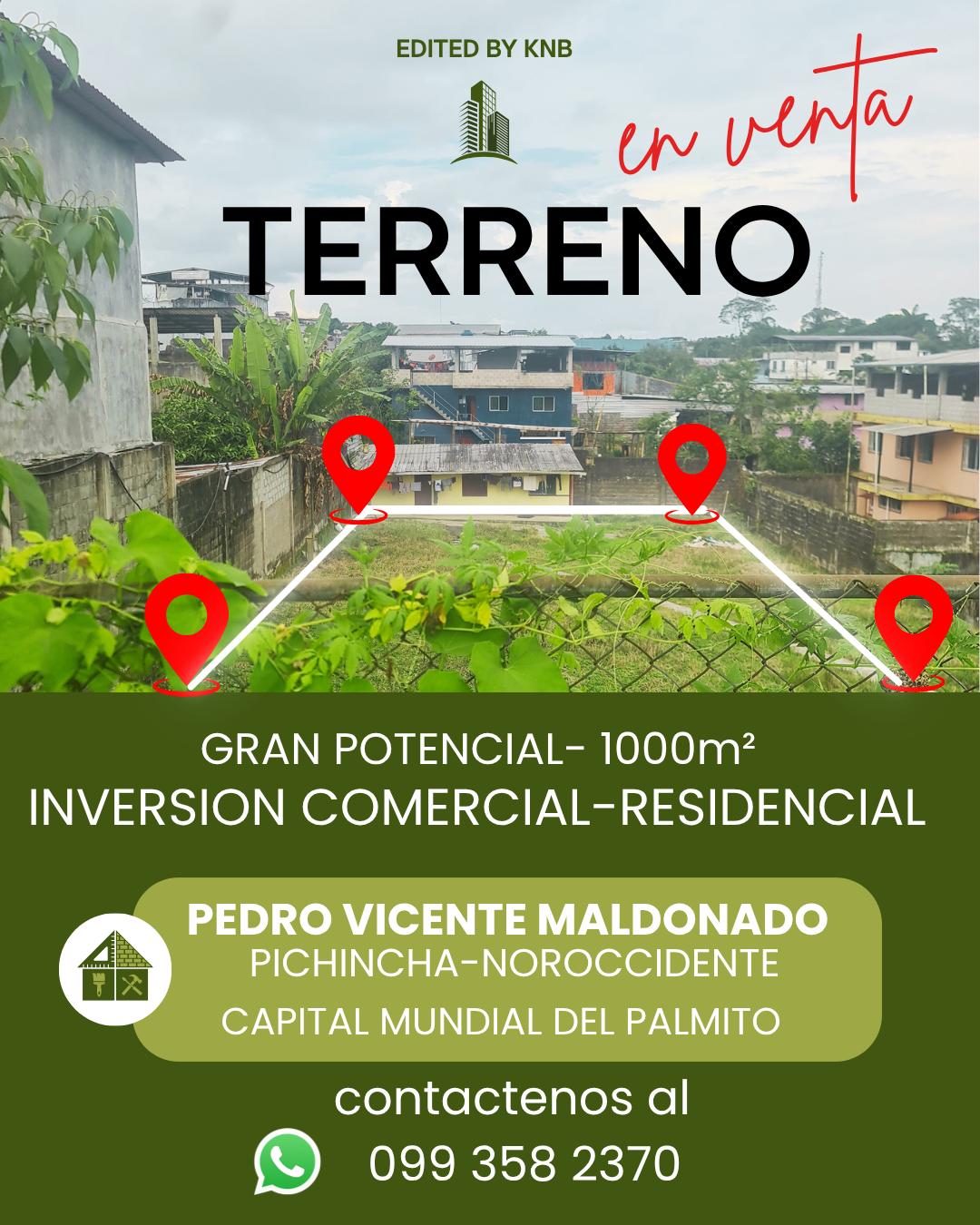 Terreno en Venta Pedro Vicente Maldonado 1000 m² Comercial y Residencial
