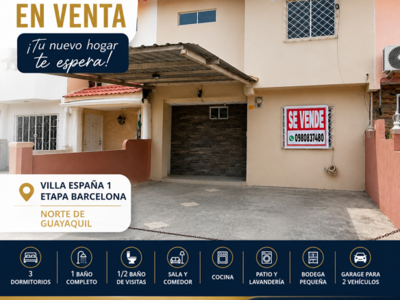 Casa de 2 plantas en urbanización cerrada, norte de Guayaquil