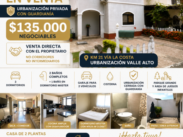 Casa esquinera Valle Alto Vía a la Costa